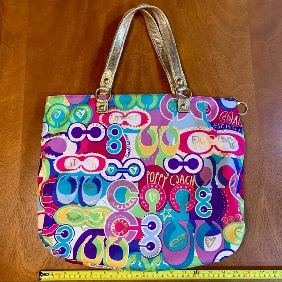 Coach Poppy Limited Edition Pop C Glam Tote Shoulder Bag - Picture 3 of 8